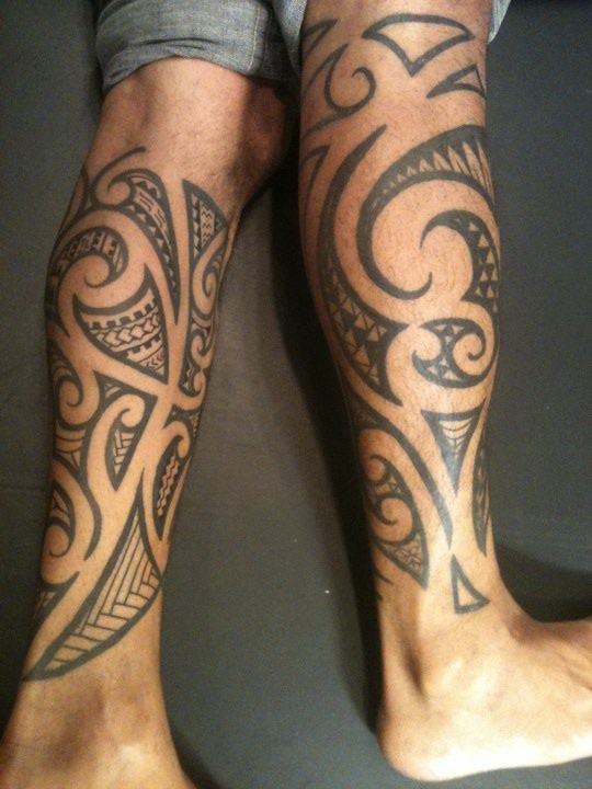 Maori Samoan Leg Tattoo