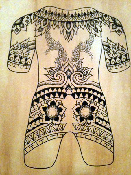 Thai Naga Body Suit by Dave Rodriguez 2010 Ink and Watercolor on Paper